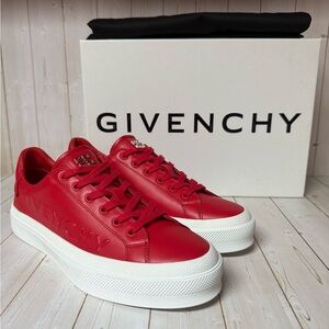 Givenchy City Sport Logo Embossed Leather Sneaker Red Sz 43 / 10